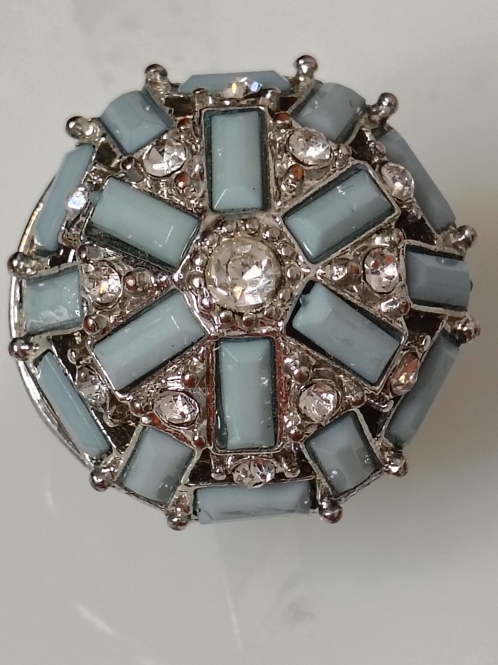 Light Blue Crystal Statement Ring Stretch Band